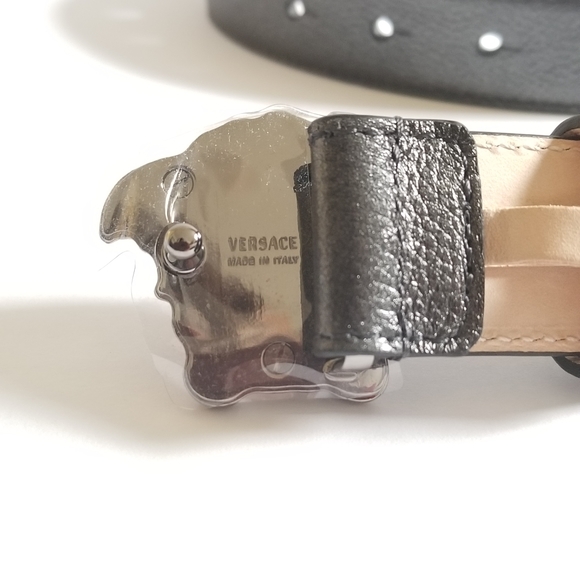 Versace La Medusa Leather Belt Black Size 36 (90cm) - Picture 2 of 7